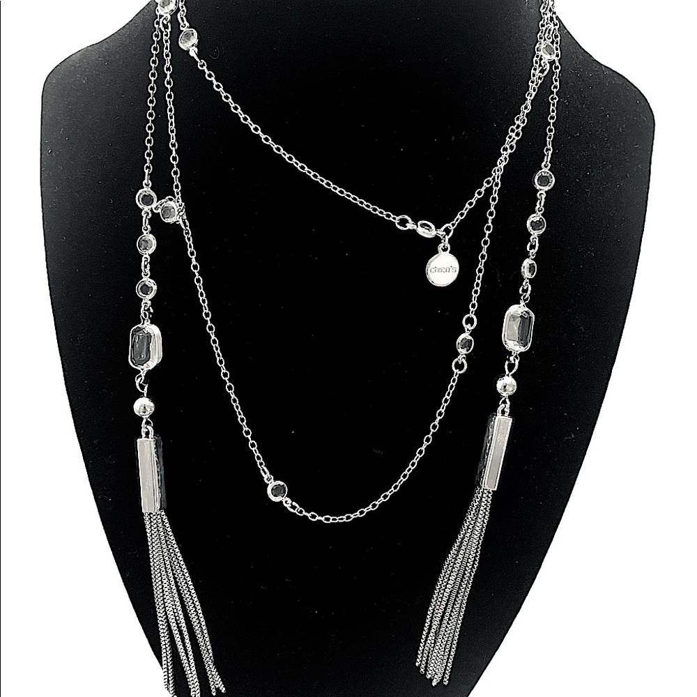 Chico’s Silver Tassel Station Necklace